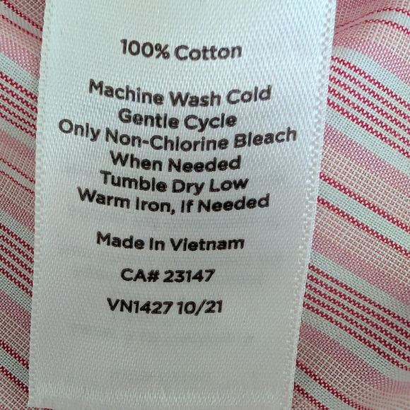 Talbots Pink Stripe Short Sleeve Blouse Medium Petite - Picture 9 of 9